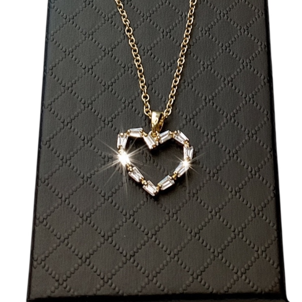 Gold Heart Pendant 925 Sterling Gold Plated Necklace